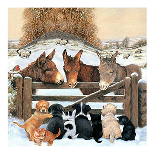 Donkey In The Fence - Full Square Drill Diamond Painting 45*45CM