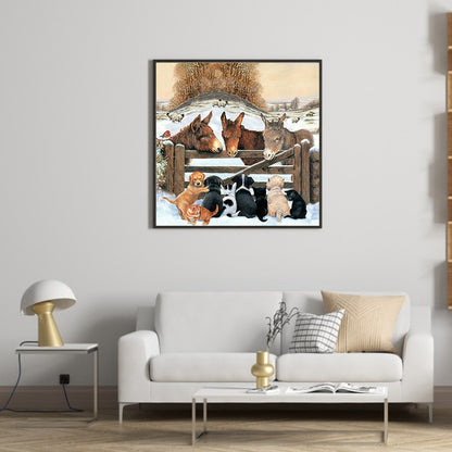 Donkey In The Fence - Full Square Drill Diamond Painting 45*45CM