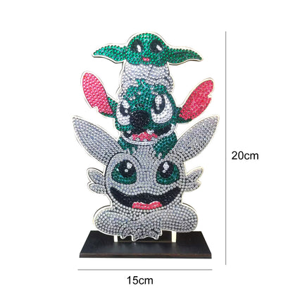 DIY Crystal Diamond Ornament Art Crafts Wooden Cartoon Home Decoration Kids Gift
