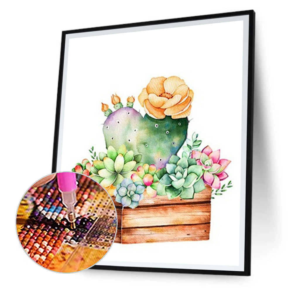 Succulent Potted Plant - Full Square Drill Diamond Painting 30*40CM