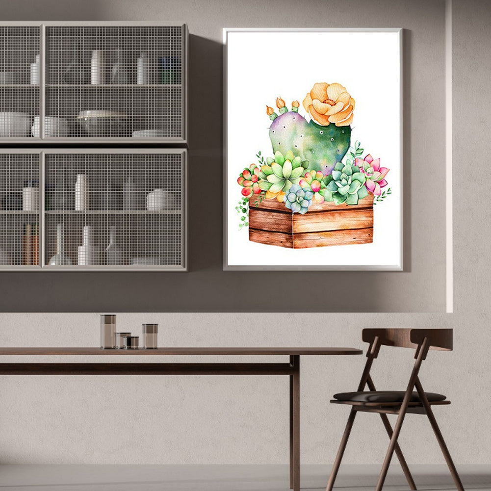 Succulent Potted Plant - Full Square Drill Diamond Painting 30*40CM