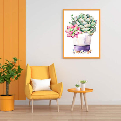 Succulent Potted Plant - Full Square Drill Diamond Painting 30*40CM