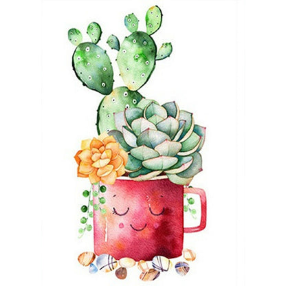 Succulent Potted Plant - Full Square Drill Diamond Painting 30*40CM