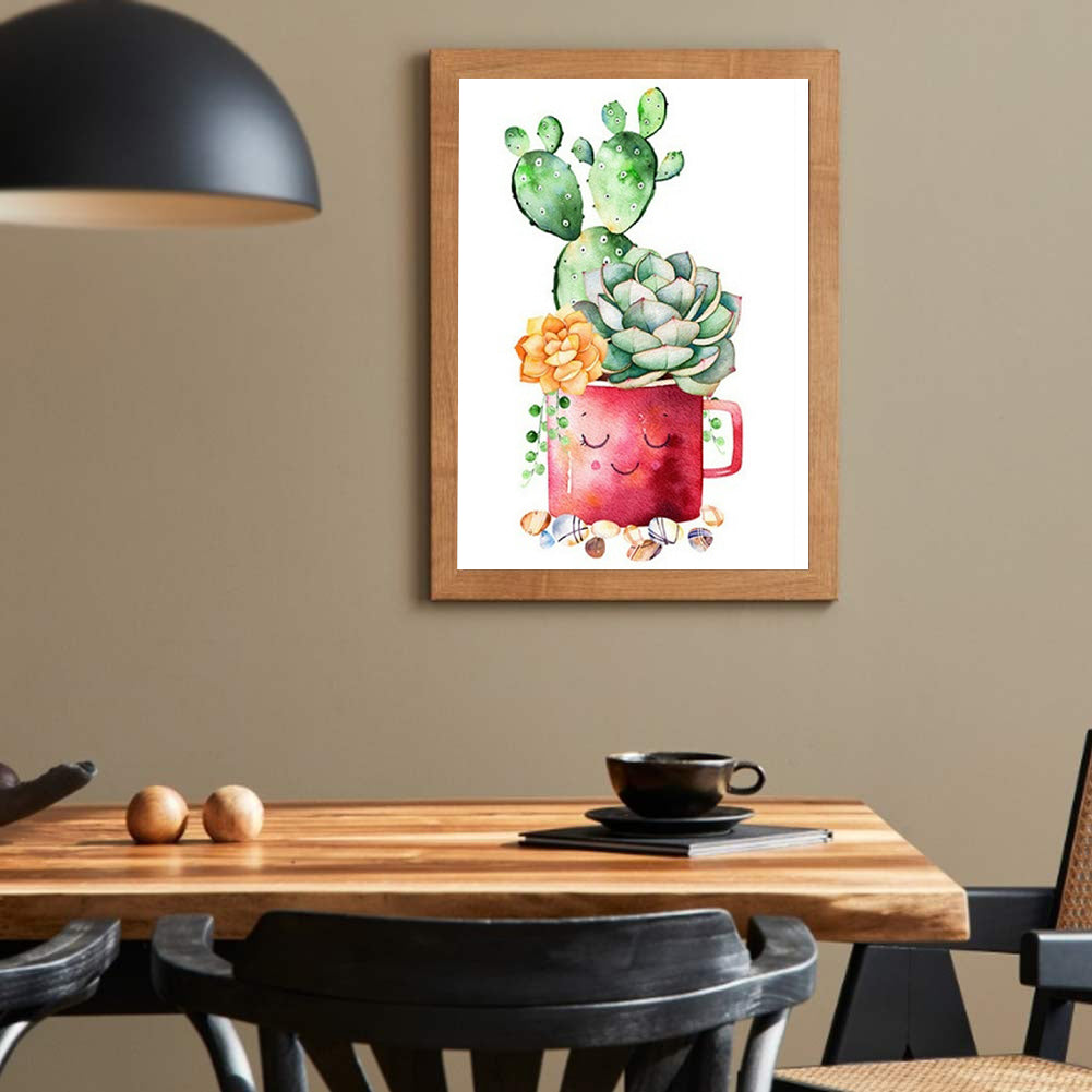 Succulent Potted Plant - Full Square Drill Diamond Painting 30*40CM