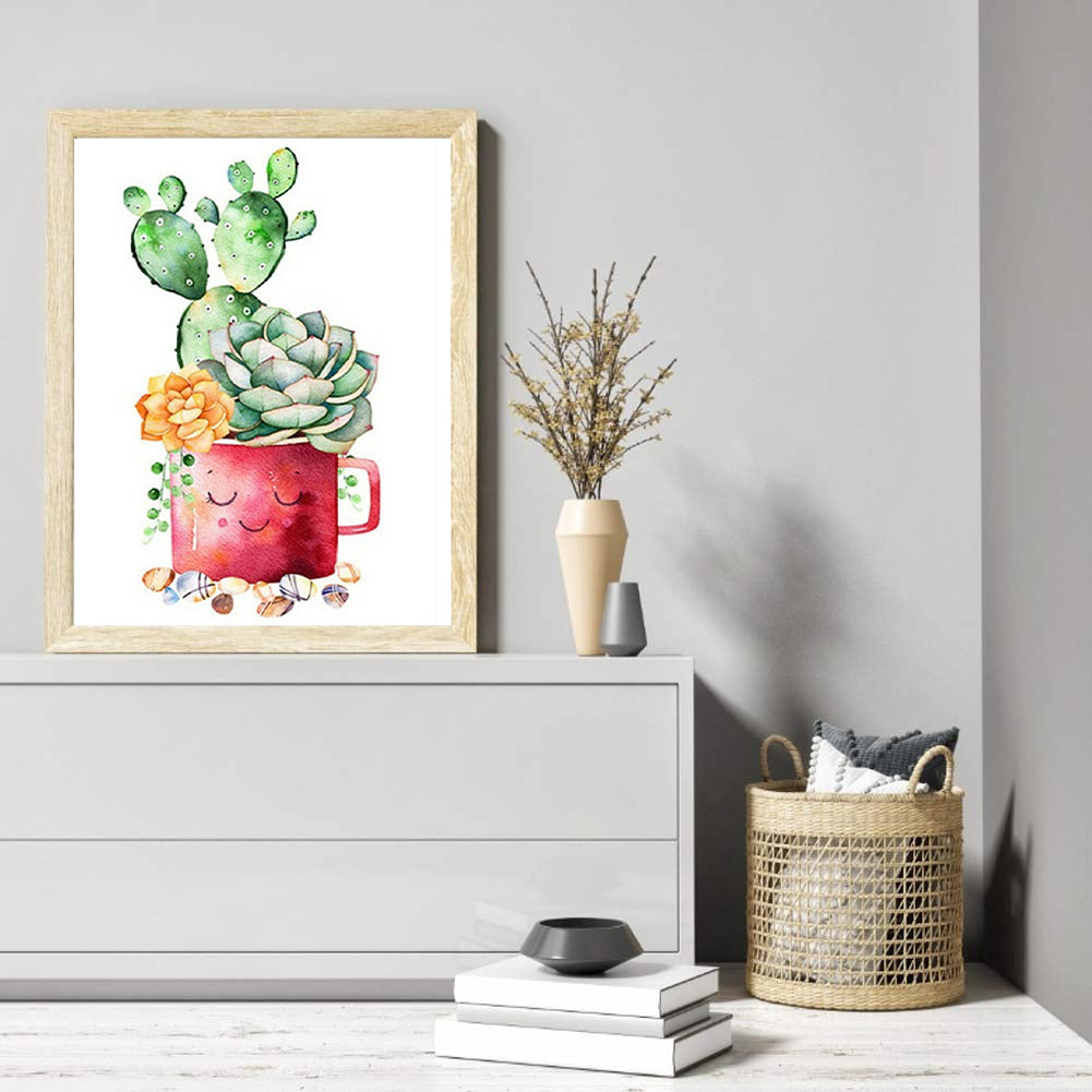 Succulent Potted Plant - Full Square Drill Diamond Painting 30*40CM