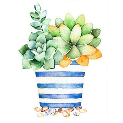 Succulent Potted Plant - Full Square Drill Diamond Painting 30*40CM