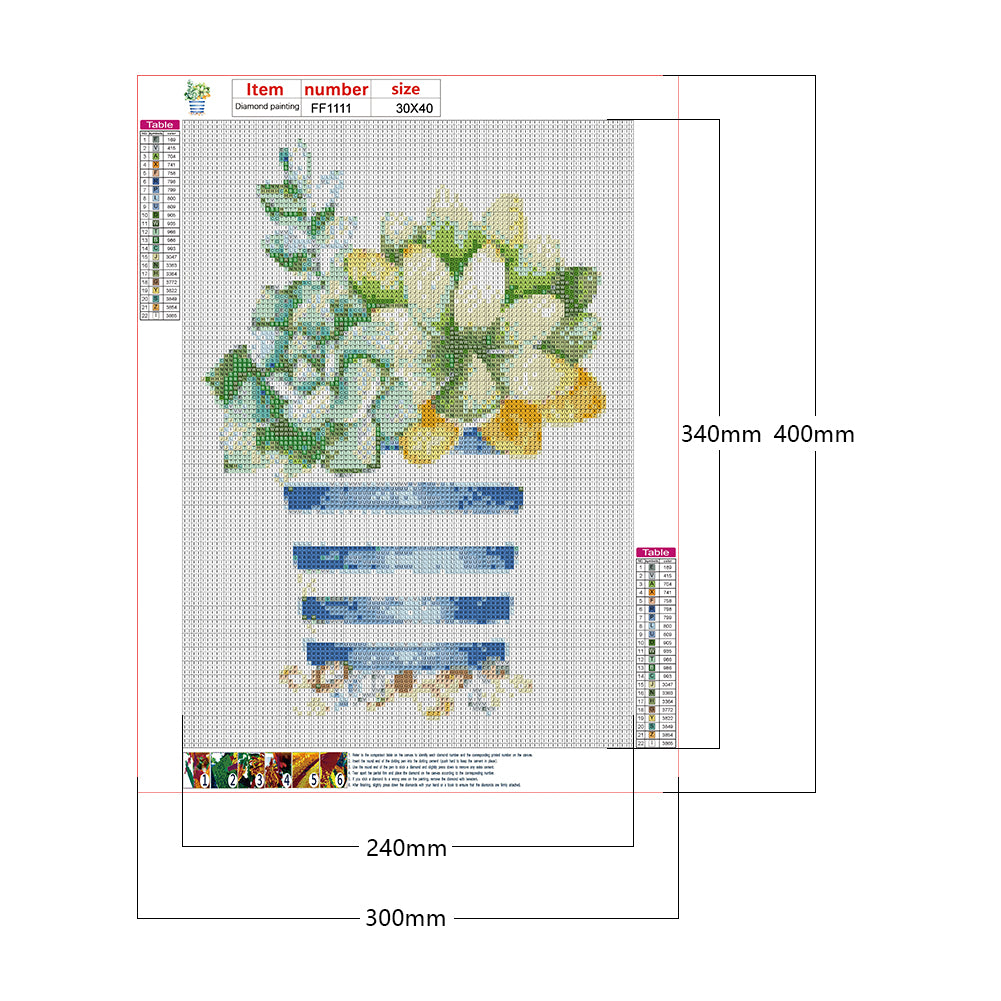 Succulent Potted Plant - Full Square Drill Diamond Painting 30*40CM