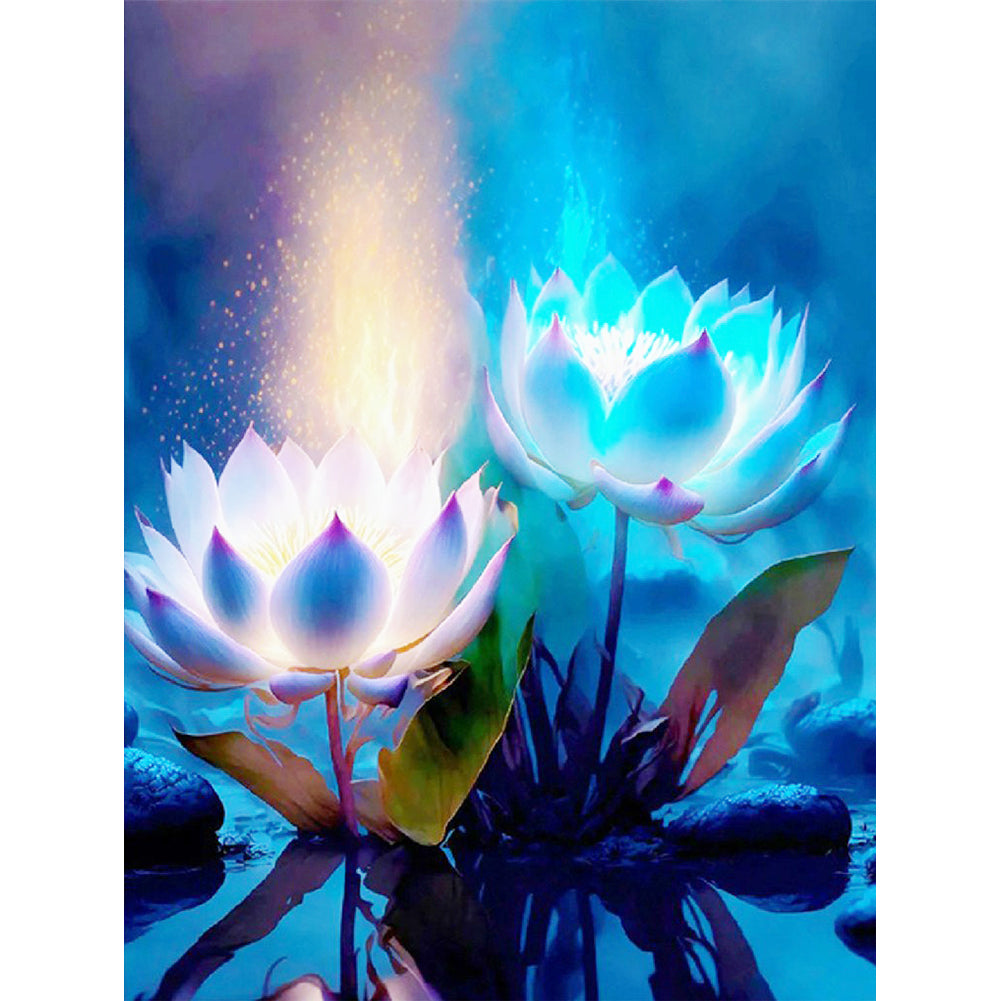 Blue Lotus - Full Square Drill Diamond Painting 30*40CM