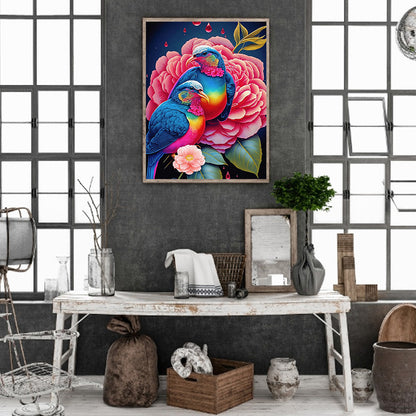 Red Flower Parrot - Full Round Drill Diamond Painting 30*40CM