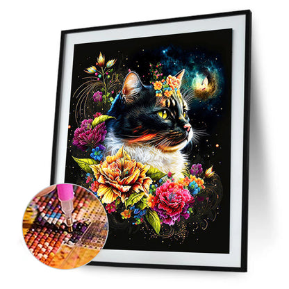 Exquisite Black Cat - Full Round Drill Diamond Painting 30*40CM