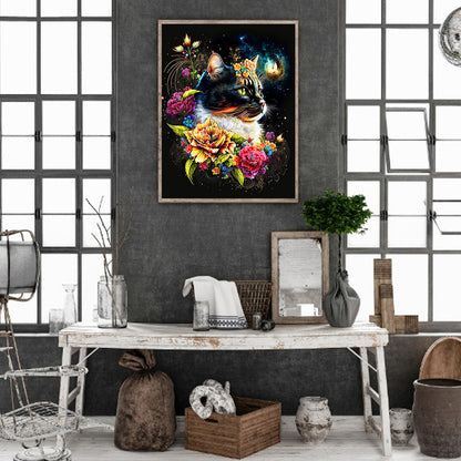 Exquisite Black Cat - Full Round Drill Diamond Painting 30*40CM
