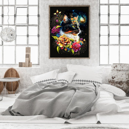 Exquisite Black Cat - Full Round Drill Diamond Painting 30*40CM