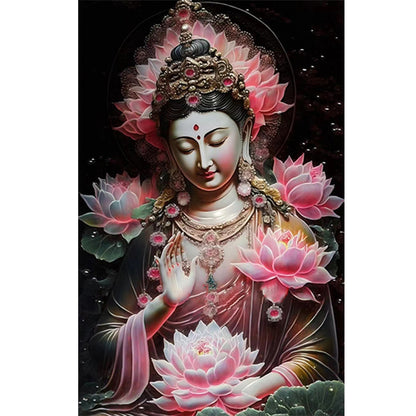 Buddhist Lotus Avalokitesvara - Full Round Drill Diamond Painting 40*60CM