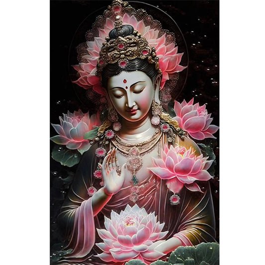 Buddhist Lotus Avalokitesvara - Full Round Drill Diamond Painting 40*60CM