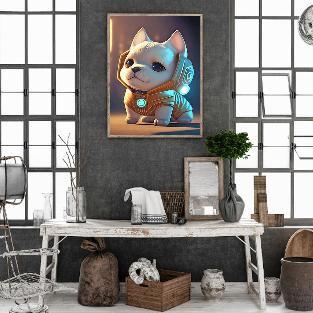 Monkey Puppy Wearing Headphones - Full Round Drill Diamond Painting 30*40CM