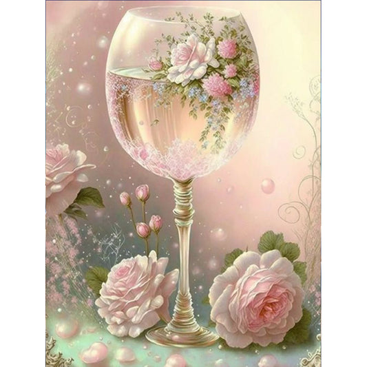 Flower Crystal Cup - Full Round Drill Diamond Painting 30*40CM