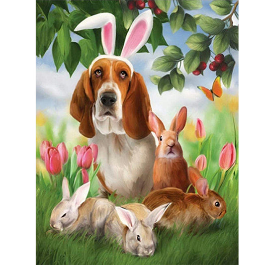 Easter Bunny Dog - Full Round Drill Diamond Painting 30*40CM