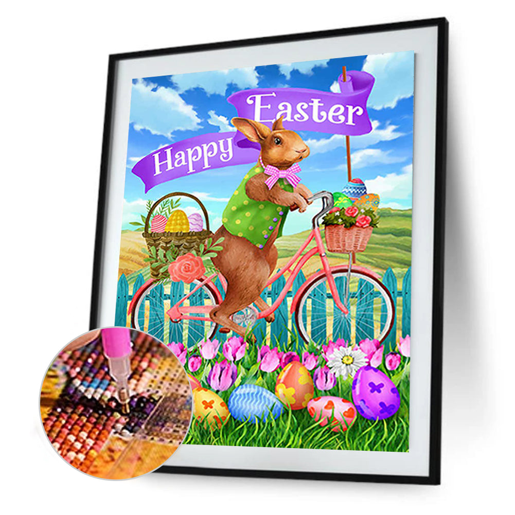 Easter Bike Bunny - Full Round Drill Diamond Painting 30*40CM