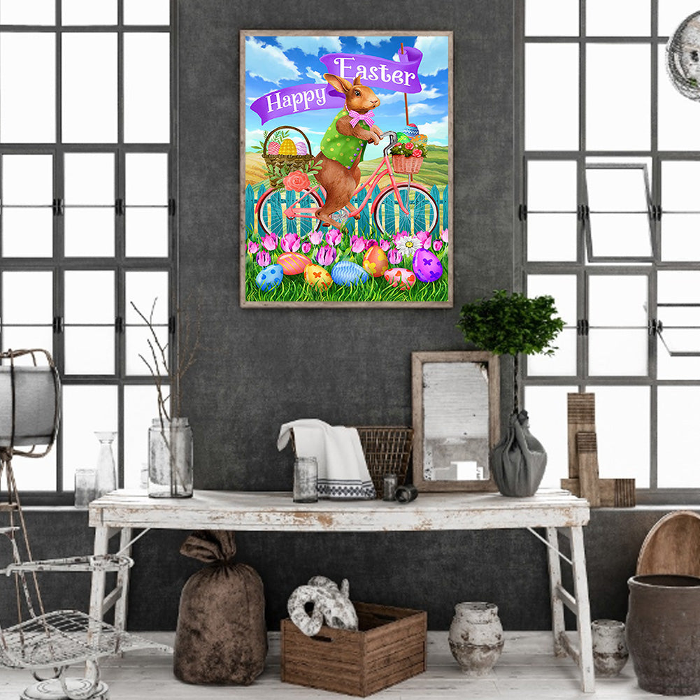 Easter Bike Bunny - Full Round Drill Diamond Painting 30*40CM