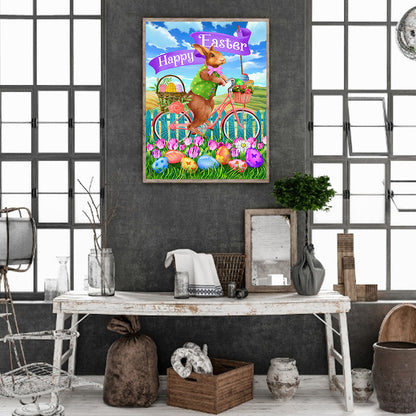 Easter Bike Bunny - Full Round Drill Diamond Painting 30*40CM