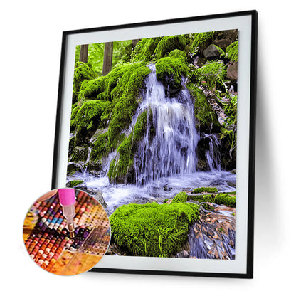 Mountain Waterfall - Full Round Drill Diamond Painting 30*40CM