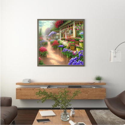 Flower Shop Entrance - Full Round Drill Diamond Painting 40*40CM