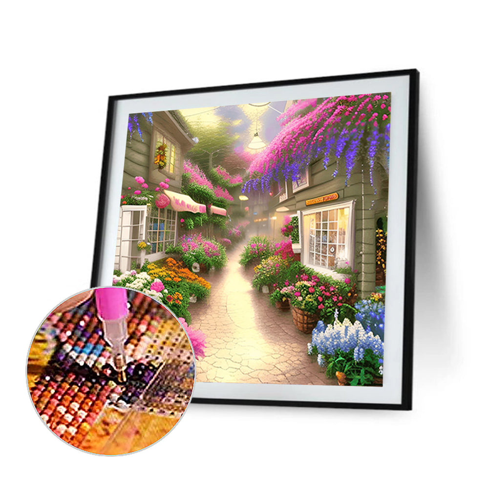 Flower Shop Entrance - Full Round Drill Diamond Painting 40*40CM