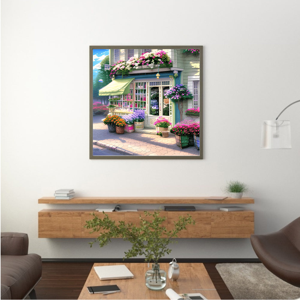 Flower Shop Entrance - Full Round Drill Diamond Painting 40*40CM