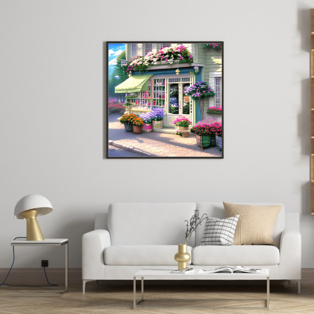 Flower Shop Entrance - Full Round Drill Diamond Painting 40*40CM