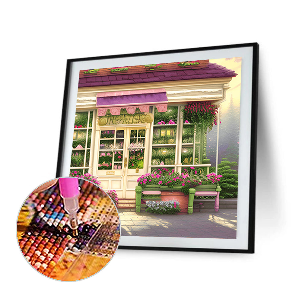 Flower Shop Entrance - Full Round Drill Diamond Painting 40*40CM