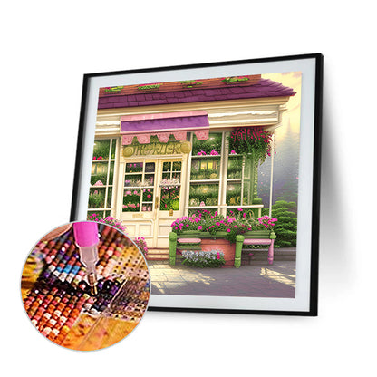 Flower Shop Entrance - Full Round Drill Diamond Painting 40*40CM