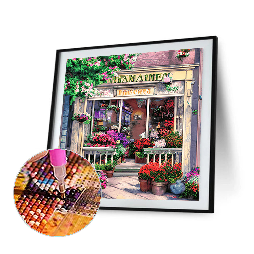 Flower Shop Entrance - Full Round Drill Diamond Painting 40*40CM