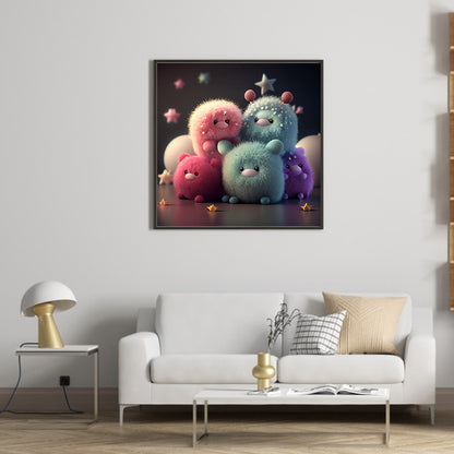 Plush Little Monster - Full Round Drill Diamond Painting 30*30CM
