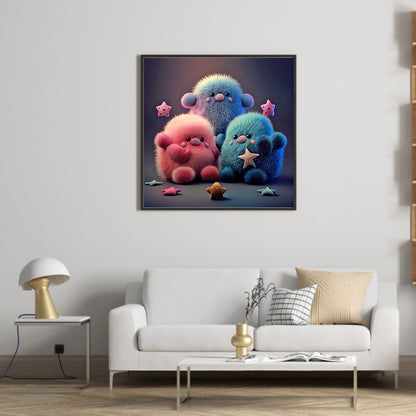 Plush Little Monster - Full Round Drill Diamond Painting 30*30CM