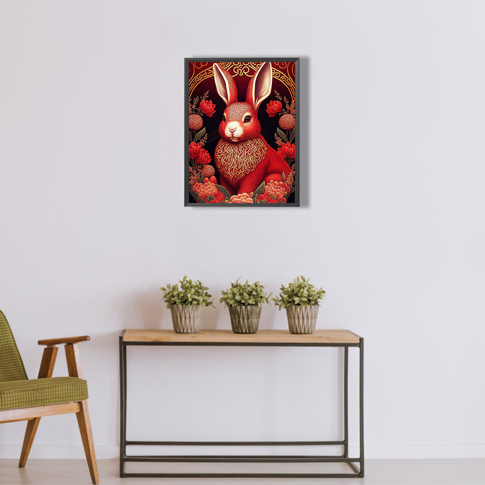 Red Golden Rabbit - Full Round Drill Diamond Painting 30*40CM