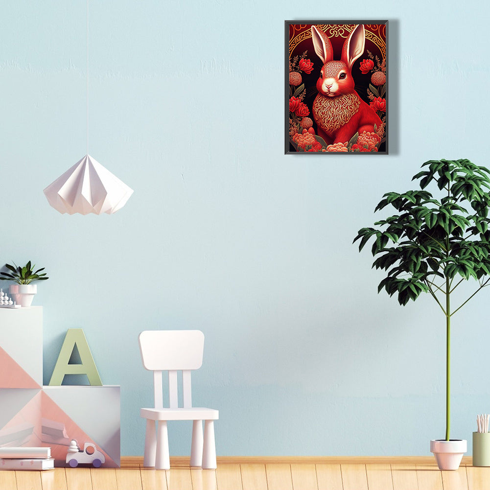 Red Golden Rabbit - Full Round Drill Diamond Painting 30*40CM