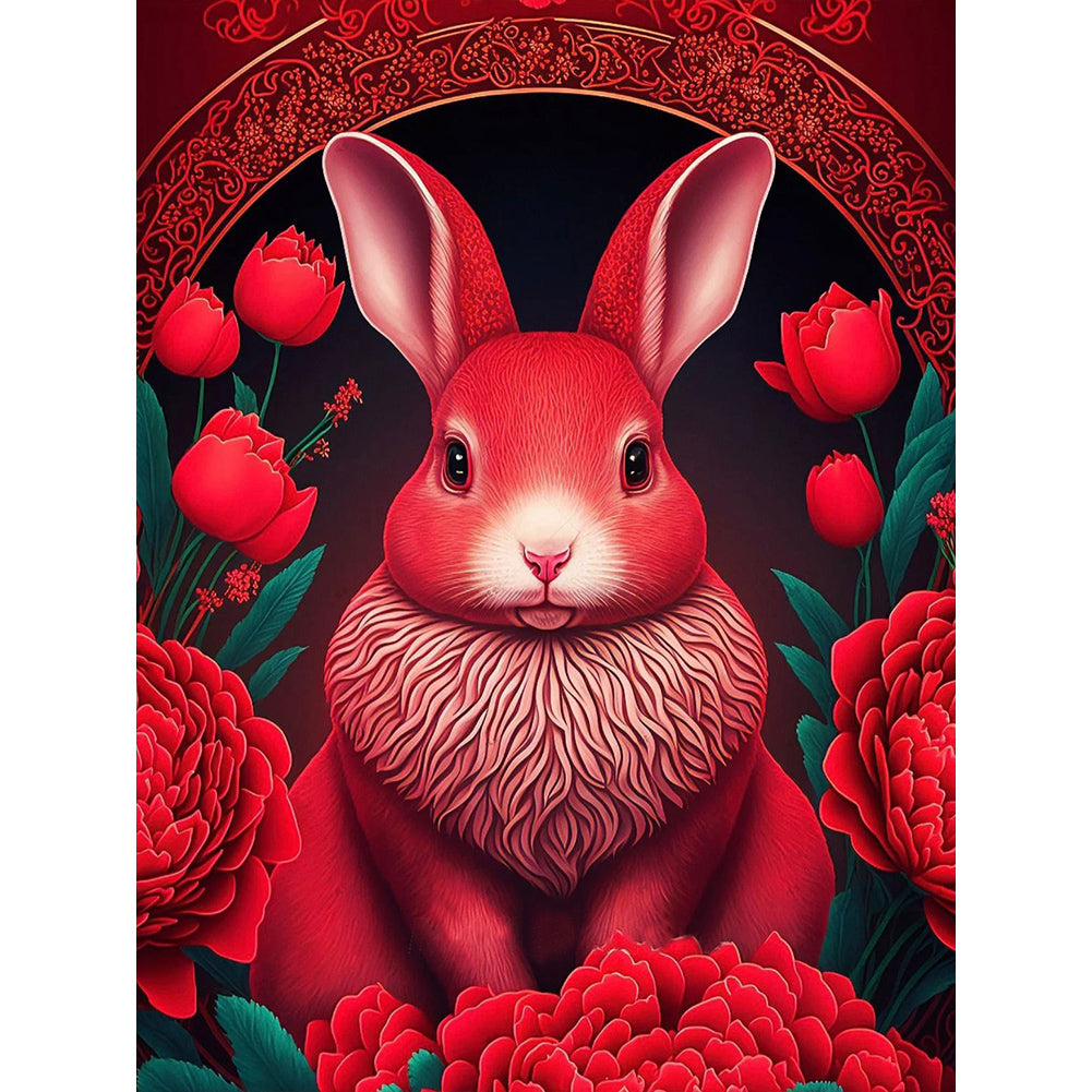 Red Golden Rabbit - Full Round Drill Diamond Painting 30*40CM