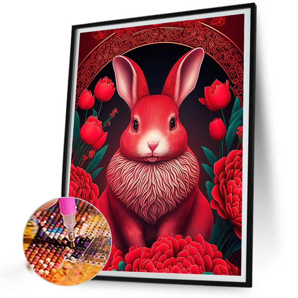 Red Golden Rabbit - Full Round Drill Diamond Painting 30*40CM