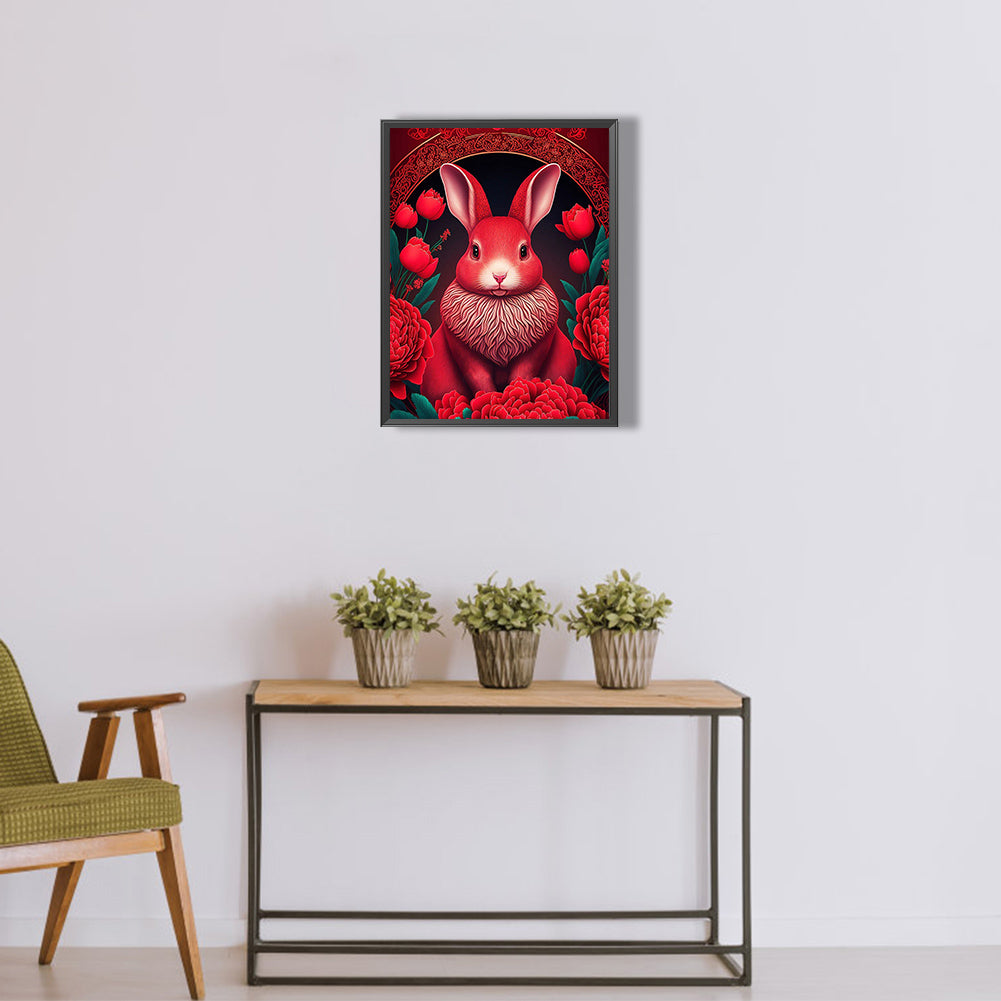 Red Golden Rabbit - Full Round Drill Diamond Painting 30*40CM