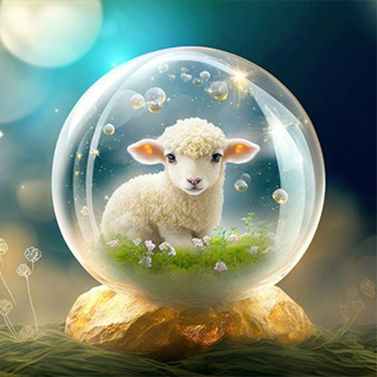 Fantasy Cartoon Lamb Crystal Ball - Full Round Drill Diamond Painting 30*30CM