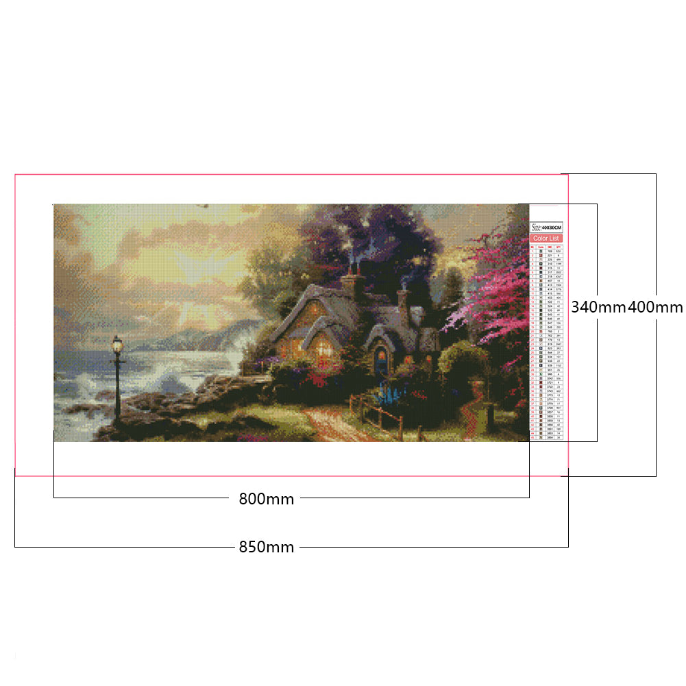 Cottage By The Beach - Full Square Drill Diamond Painting 80*40CM