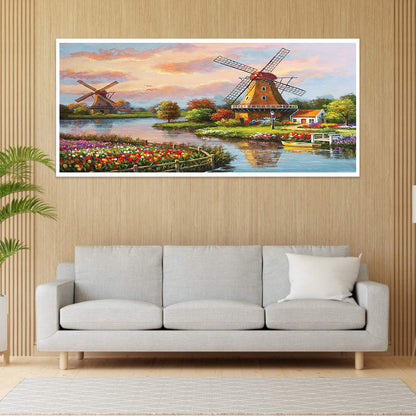 Pastoral Windmill - Full Square Drill Diamond Painting 80*40CM