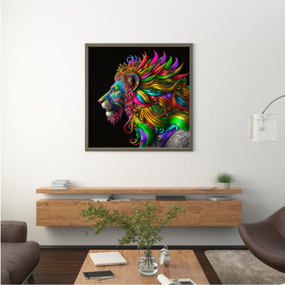 Colorful Lion Head - Full Round Drill Diamond Painting 30*30CM