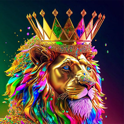 Colorful Lion Head - Full Round Drill Diamond Painting 30*30CM