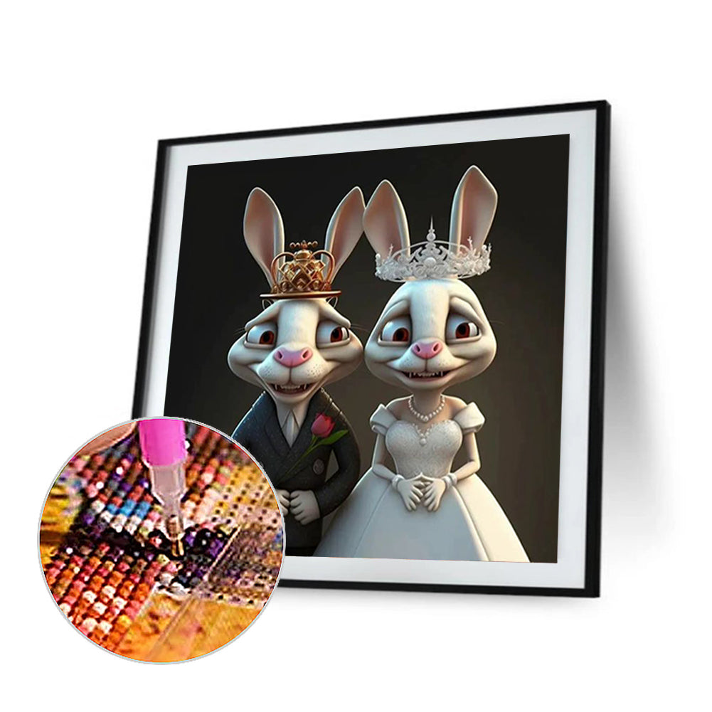 Wedding Animals - Rabbits - Full Round Drill Diamond Painting 30*30CM