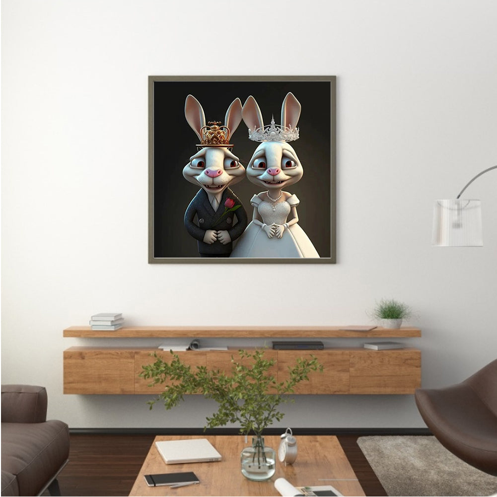 Wedding Animals - Rabbits - Full Round Drill Diamond Painting 30*30CM