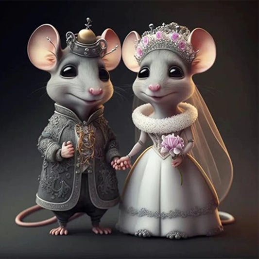 Wedding Animals - Mouse - Full Round Drill Diamond Painting 30*30CM