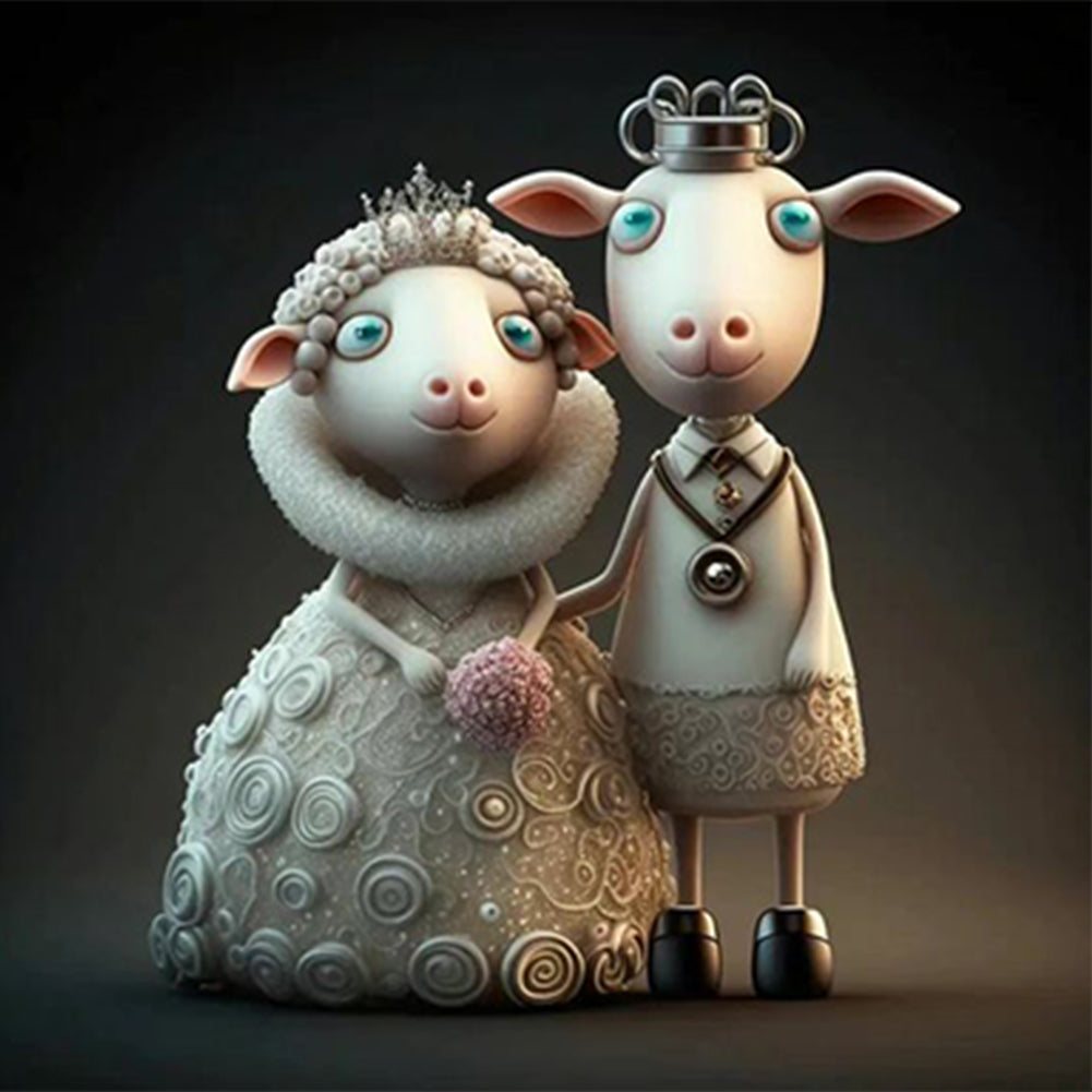 Wedding Animals - Sheep - Full Round Drill Diamond Painting 30*30CM
