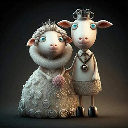 Wedding Animals - Sheep - Full Round Drill Diamond Painting 30*30CM