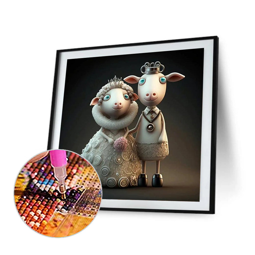 Wedding Animals - Sheep - Full Round Drill Diamond Painting 30*30CM